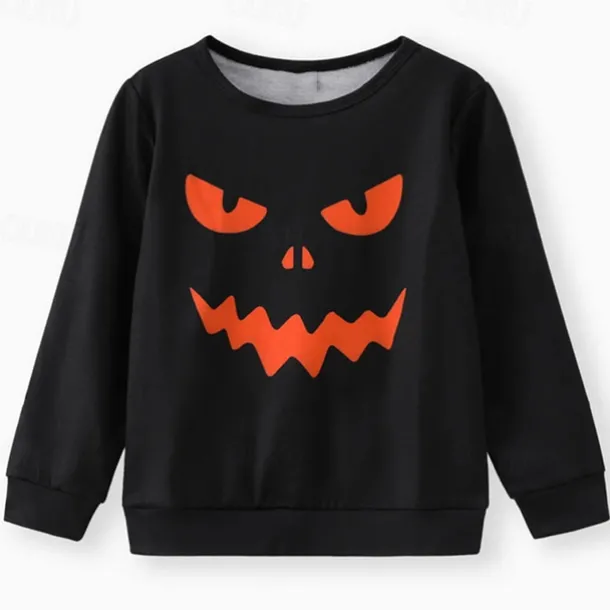 Halloween Boys 3D Graphic Ghost Sweatshirt Long Sleeve Spring Fall Fashion Basic Polyester Kids 4-12 Years Crew Neck Outdoor Casual Daily Regular Fit