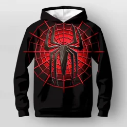 Halloween Boys 3D Spider Hoodie Pullover Long Sleeve 3D Print Fall Winter Fashion Streetwear Cool Kids 3-12 Years Outdoor Casual Daily Regular Fit