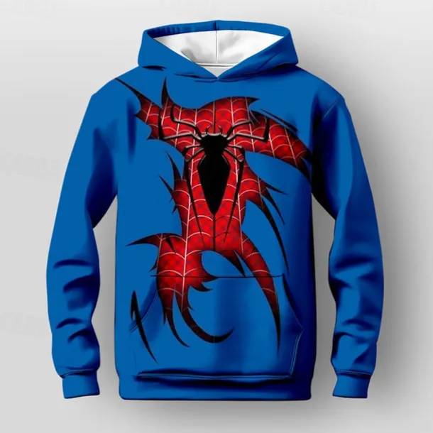 Halloween Boys 3D Spider Hoodie Pullover Long Sleeve 3D Print Fall Winter Fashion Streetwear Cool Kids 3-12 Years Outdoor Casual Daily Regular Fit