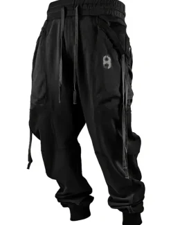 Halloween Cargo Pants Mens Graphic Letter Vintage 3D Print Sweatpants Trousers Outdoor Street Casual Daily Polyester Black Green Khaki Mid Waist Elasticity Unanswerable Harem Brown