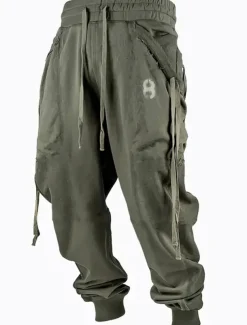 Halloween Cargo Pants Mens Graphic Letter Vintage 3D Print Sweatpants Trousers Outdoor Street Casual Daily Polyester Black Green Khaki Mid Waist Elasticity Unanswerable Harem Brown