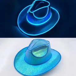 Halloween Christmas EL Wire Light Up Sequin Jazz Hat Adult Neon LED Luminous Festival Party Dress Up Cap For Men and Women