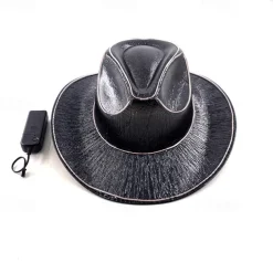 Halloween Christmas EL Wire Light Up Sequin Jazz Hat Adult Neon LED Luminous Festival Party Dress Up Cap For Men and Women