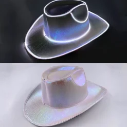 Halloween Christmas EL Wire Light Up Sequin Jazz Hat Adult Neon LED Luminous Festival Party Dress Up Cap For Men and Women