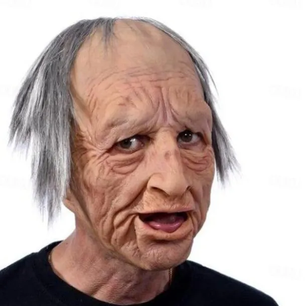Halloween Christmas Mask Headgear, Fierce Black Haired Old Man Mask Simulation Character Mask Masquerade Play Props Funky Cosplay Accessory