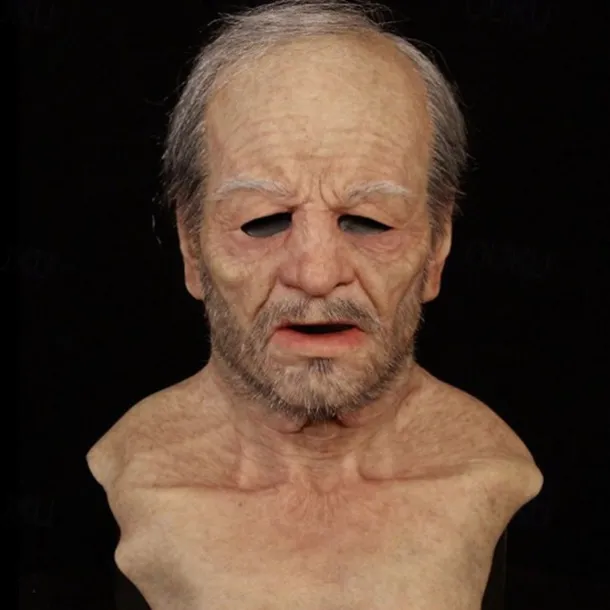 Halloween Christmas Mask Headgear, Fierce Black Haired Old Man Mask Simulation Character Mask Masquerade Play Props Funky Cosplay Accessory