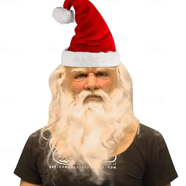 Halloween Christmas Mask Headgear, Fierce Black Haired Old Man Mask Simulation Character Mask Masquerade Play Props Funky Cosplay Accessory