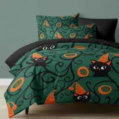 Halloween Collection Duvet Cover Set 3 Piece Set Jack O Lantern Pumpkin Super Soft Skin-friendly Long-lasting