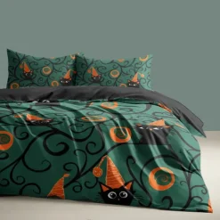 Halloween Collection Duvet Cover Set 3 Piece Set Jack O Lantern Pumpkin Super Soft Skin-friendly Long-lasting