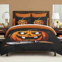 Halloween Collection Duvet Cover Set Jack O Lantern Pumpkin 3 Piece Set Super Soft Skin-friendly Long-lasting