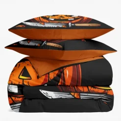 Halloween Collection Duvet Cover Set Jack O Lantern Pumpkin 3 Piece Set Super Soft Skin-friendly Long-lasting