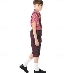 halloween costume foreign trade cross-border supply suit children's plaid beer overalls boys three-color beer suit