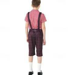 halloween costume foreign trade cross-border supply suit children's plaid beer overalls boys three-color beer suit