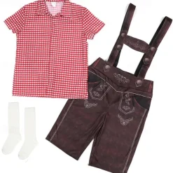 halloween costume foreign trade cross-border supply suit children's plaid beer overalls boys three-color beer suit