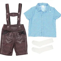 halloween costume foreign trade cross-border supply suit children's plaid beer overalls boys three-color beer suit