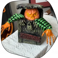 Halloween Creative Decorative Box with Pumpkin Witch, Skeleton Frame, White Ghost, and Motion-Activated Toy