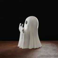 Halloween Cute Ghost Figurine - Middle Finger Spooky Resin Ghost Statue, Cute Ghost Decor for Halloween Decorations, Porch and Indoor Spooky Home Decor 10x10x10cm
