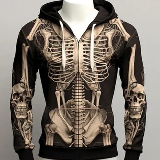 Halloween Day of the Dead Skull Men's Color Block Graphic Prints Skeleton Hoodie Hoodies Sweatshirt Classic Casual Long Sleeve Hooded Vacation Holiday Streetwear Light Print Spring Fall Designer