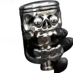 Halloween Decor Metal Skull Shape Stainless Steel Molding Car Gear Shift Knob Cover, Automatic Manual Transmission Shift Knob Selector Fits Most Automatic Vehicles