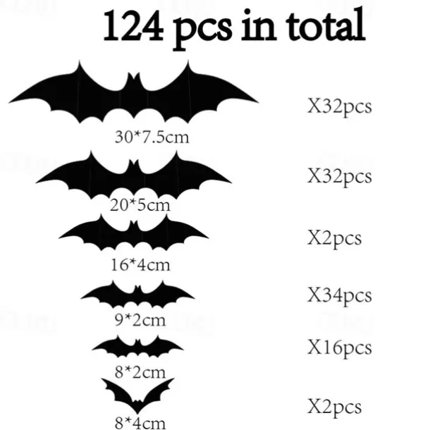 Halloween Decoration 3D Black PVC Bat Halloween Party Bar Room Halloween Party Scary Decor Props Wall Sticker Halloween Decor Halloween Supplies