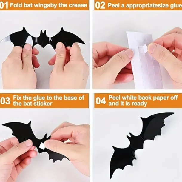 Halloween Decoration 3D Black PVC Bat Halloween Party Bar Room Halloween Party Scary Decor Props Wall Sticker Halloween Decor Halloween Supplies