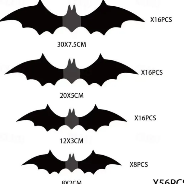 Halloween Decoration 3D Black PVC Bat Halloween Party Bar Room Halloween Party Scary Decor Props Wall Sticker Halloween Decor Halloween Supplies