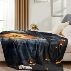 Halloween Decoration Witch Throw Blanket - Soft and Cozy Fleece with Enchanting Witch Design - Perfect for Adding a Spooky Touch to Your Home Decor - High-Quality and Durable Fabric