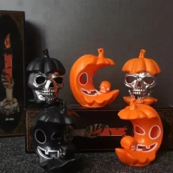 Halloween Decorations Candle Lights Ghost Festival Props Horror Led Skull Pumpkin Lights Luminous Ornament