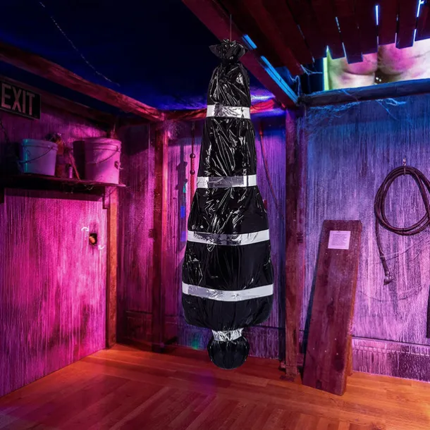 Halloween Decorations Dead Victim Props,Scary Fake Corpse with Pump,152cm Hanging Scary Fake Corpse in Bag Death Victim Halloween Outdoor Props Creepy Haunted House Halloween Decorations