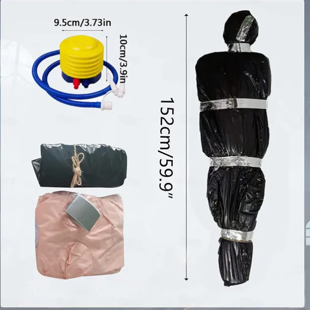 Halloween Decorations Dead Victim Props,Scary Fake Corpse with Pump,152cm Hanging Scary Fake Corpse in Bag Death Victim Halloween Outdoor Props Creepy Haunted House Halloween Decorations