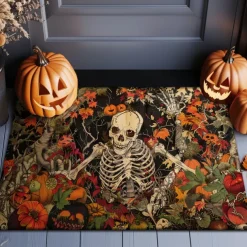 Halloween Decorations Doormat Pumpkin Skull Kitchen Mat Floor Mat Non-Slip Area Rug Oil Proof Rug Indoor Outdoor Mat Bedroom Decor Bathroom Mat Entrance Rug