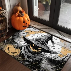 Halloween Decorations Doormat Pumpkin Scarecrow Kitchen Mat Floor Mat Non-Slip Area Rug Oil Proof Rug Indoor Outdoor Mat Bedroom Decor Bathroom Mat Entrance Rug