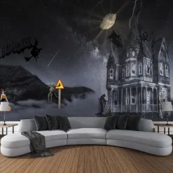 Halloween Decorations Ghost Hanging Tapestry Wall Art Large Tapestry Mural Decor Photograph Backdrop Blanket Curtain Home Bedroom Living Room Decoration Haunted House