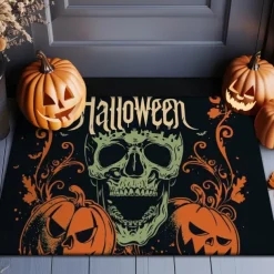 Halloween Decorations Graveyard Scarecrow Doormat Kitchen Mat Floor Mat Non-Slip Area Rug Oil Proof Rug Indoor Outdoor Mat Bedroom Decor Bathroom Mat Entrance Rug