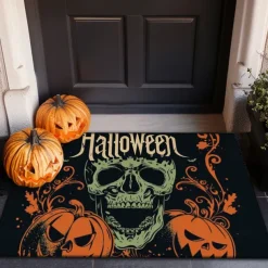 Halloween Decorations Graveyard Scarecrow Doormat Kitchen Mat Floor Mat Non-Slip Area Rug Oil Proof Rug Indoor Outdoor Mat Bedroom Decor Bathroom Mat Entrance Rug