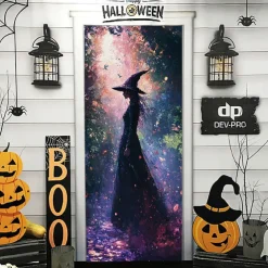 Halloween Decorations Halloween Door Covers Enchanting Witches Door Tapestry Door Curtain Decoration Backdrop Door Banner for Front Door Farmhouse Holiday Party Indoor Outdoor Decor Supplies