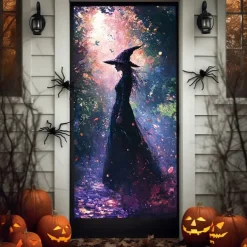 Halloween Decorations Halloween Door Covers Enchanting Witches Door Tapestry Door Curtain Decoration Backdrop Door Banner for Front Door Farmhouse Holiday Party Indoor Outdoor Decor Supplies
