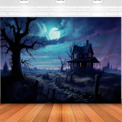 Halloween Decorations Hanging Tapestry Jack O Lantern Pumpkin Forest Wall Art Large Tapestry Mural Decor Photograph Backdrop Blanket Curtain Home Bedroom Living Room Ghost Haunted House Castle