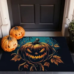 Halloween Decorations Pumpkin Scarecrow Doormat Kitchen Mat Floor Mat Non-Slip Area Rug Oil Proof Rug Indoor Outdoor Mat Bedroom Decor Bathroom Mat Entrance Rug