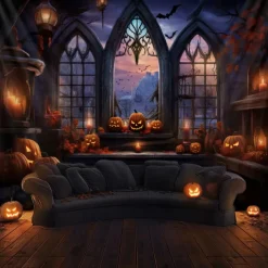 Halloween Decorations Pumpkins Window Hanging Tapestry Wall Art Large Tapestry Mural Decor Photograph Backdrop Blanket Curtain Home Bedroom Living Room Decoration