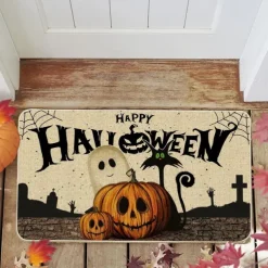 Halloween Decorations Pumpkin Ghosts Doormat Kitchen Mat Floor Mat Non-Slip Area Rug Oil Proof Rug Indoor Outdoor Mat Bedroom Decor Bathroom Mat Entrance Rug