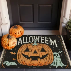 Halloween Decorations Pumpkin Crow Doormat Kitchen Mat Floor Mat Non-Slip Area Rug Oil Proof Rug Indoor Outdoor Mat Bedroom Decor Bathroom Mat Entrance Rug