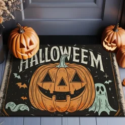 Halloween Decorations Pumpkin Crow Doormat Kitchen Mat Floor Mat Non-Slip Area Rug Oil Proof Rug Indoor Outdoor Mat Bedroom Decor Bathroom Mat Entrance Rug