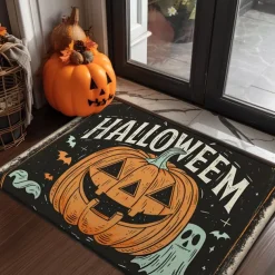 Halloween Decorations Pumpkin Crow Doormat Kitchen Mat Floor Mat Non-Slip Area Rug Oil Proof Rug Indoor Outdoor Mat Bedroom Decor Bathroom Mat Entrance Rug