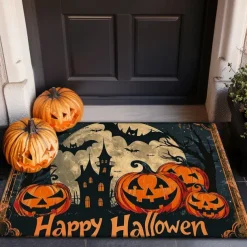 Halloween Decorations Pumpkin Crow Doormat Kitchen Mat Floor Mat Non-Slip Area Rug Oil Proof Rug Indoor Outdoor Mat Bedroom Decor Bathroom Mat Entrance Rug