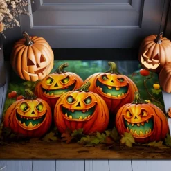 Halloween Decorations Scary Pumpkins Doormat Kitchen Mat Floor Mat Non-Slip Area Rug Oil Proof Rug Indoor Outdoor Mat Bedroom Decor Bathroom Mat Entrance Rug
