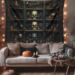 Halloween Decorations Skull Poison Hanging Tapestry Wall Art Large Tapestry Mural Decor Photograph Backdrop Blanket Curtain Home Bedroom Living Room Decoration