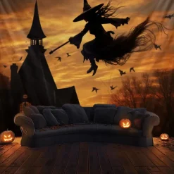 Halloween Decorations Witchs Hanging Tapestry Wall Art Large Tapestry Mural Decor Photograph Backdrop Blanket Curtain Home Bedroom Living Room