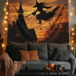 Halloween Decorations Witchs Hanging Tapestry Wall Art Large Tapestry Mural Decor Photograph Backdrop Blanket Curtain Home Bedroom Living Room