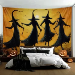 Halloween Decorations Witchs Hanging Tapestry Wall Art Large Tapestry Mural Decor Photograph Backdrop Blanket Curtain Home Bedroom Living Room